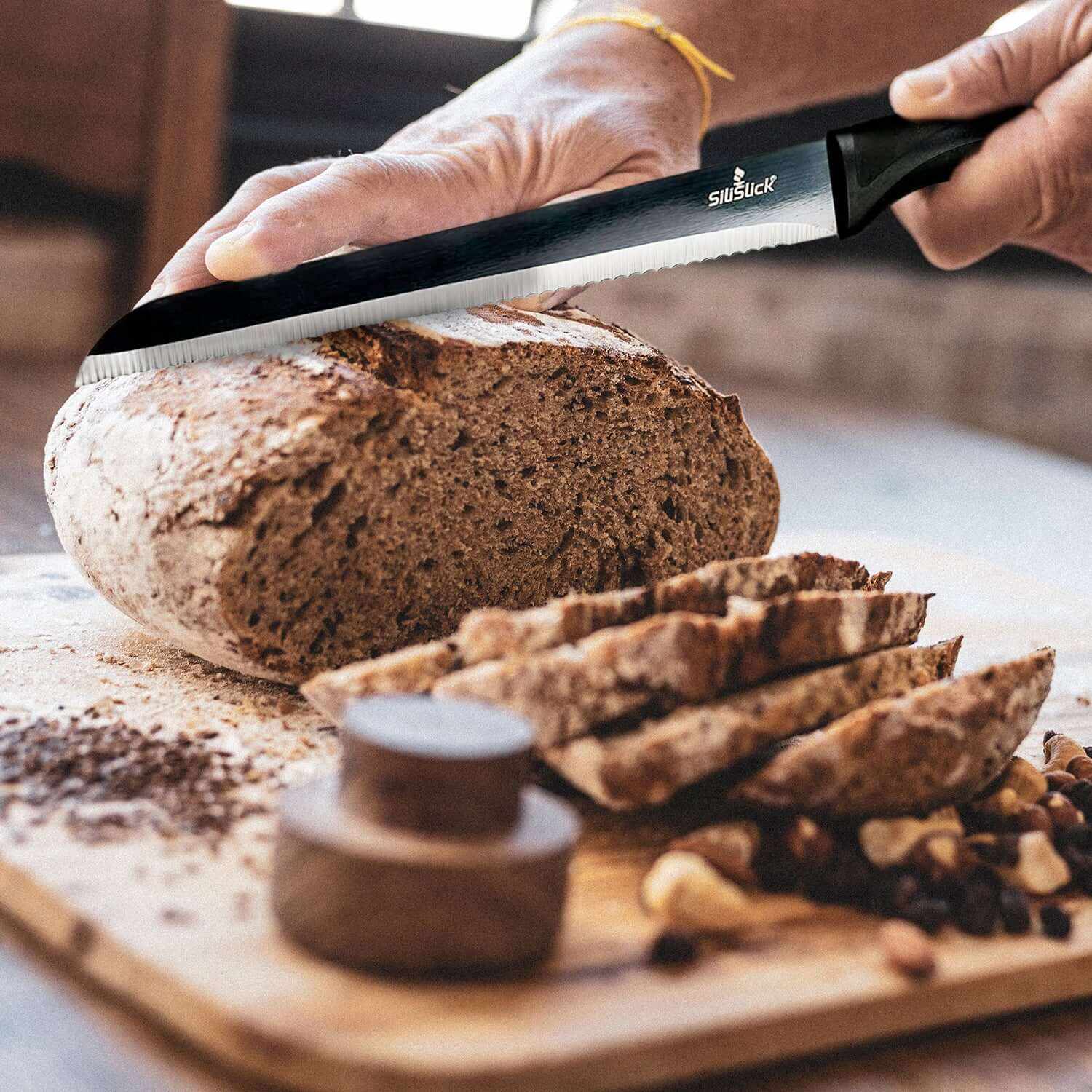 Kitchen Knife Set Kit | Black Magnetic Rack & Sharpener