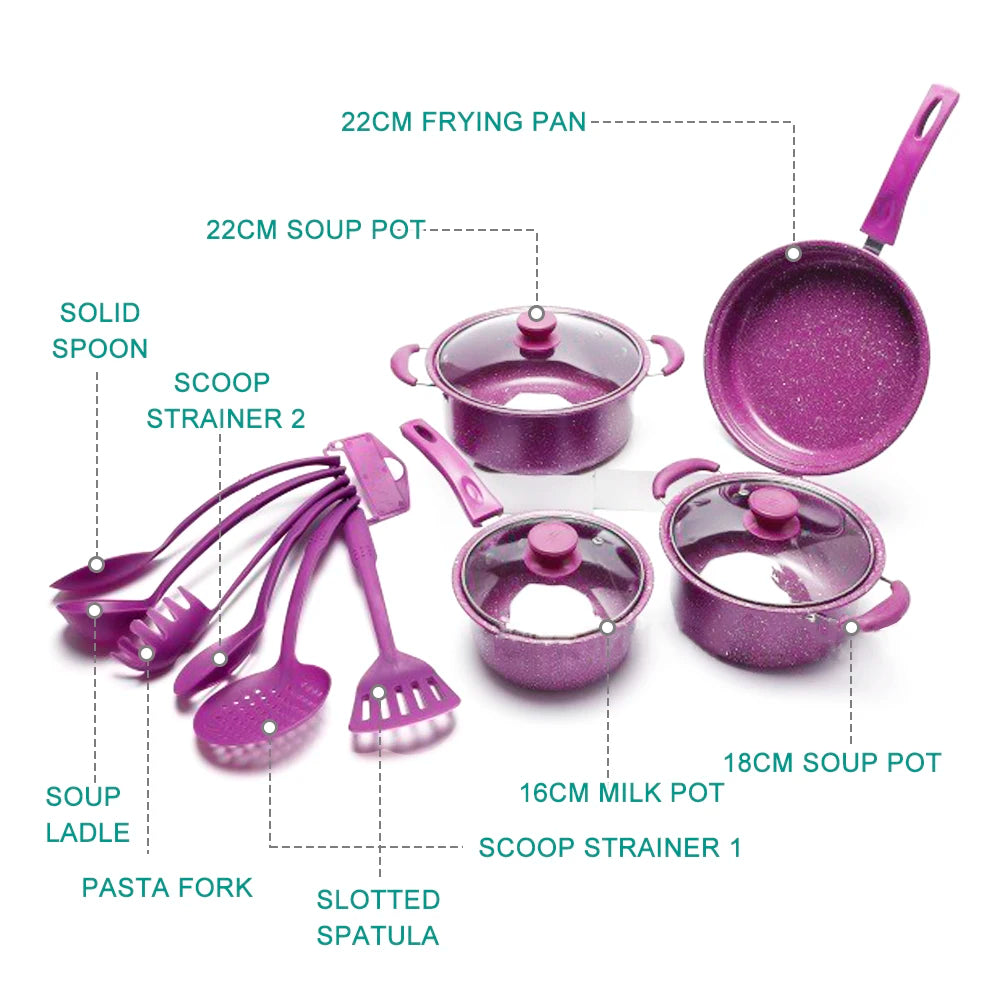 13-Piece Non-Stick Cookware Set | Pots, Pans & Kitchen Utensils