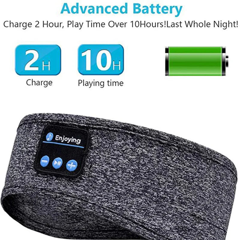 Wireless Bluetooth Sleep Headband Headphones — Soft Elastic, ANC | Black & Gray