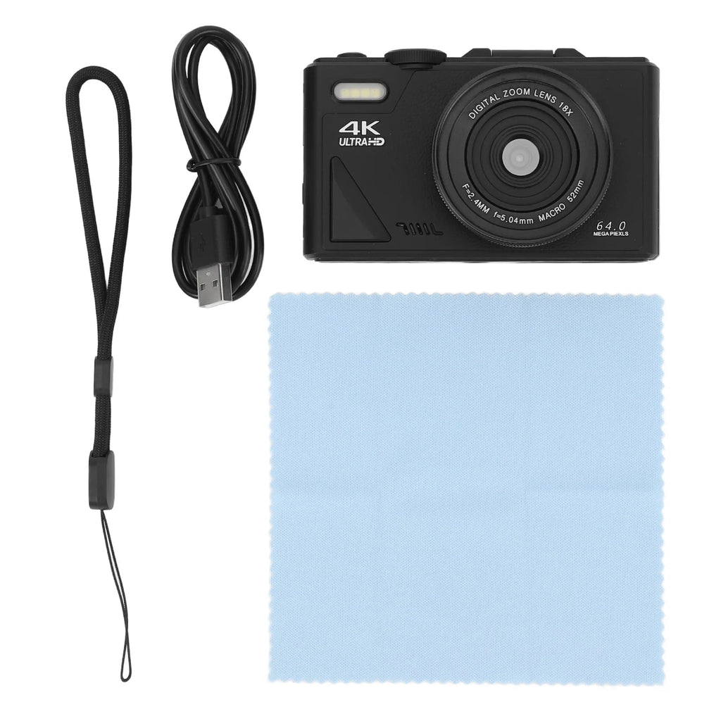 4K Retro Compact Digital Camera — 64MP, 18X Zoom & 3" Flip Screen | Travel & Vlogging