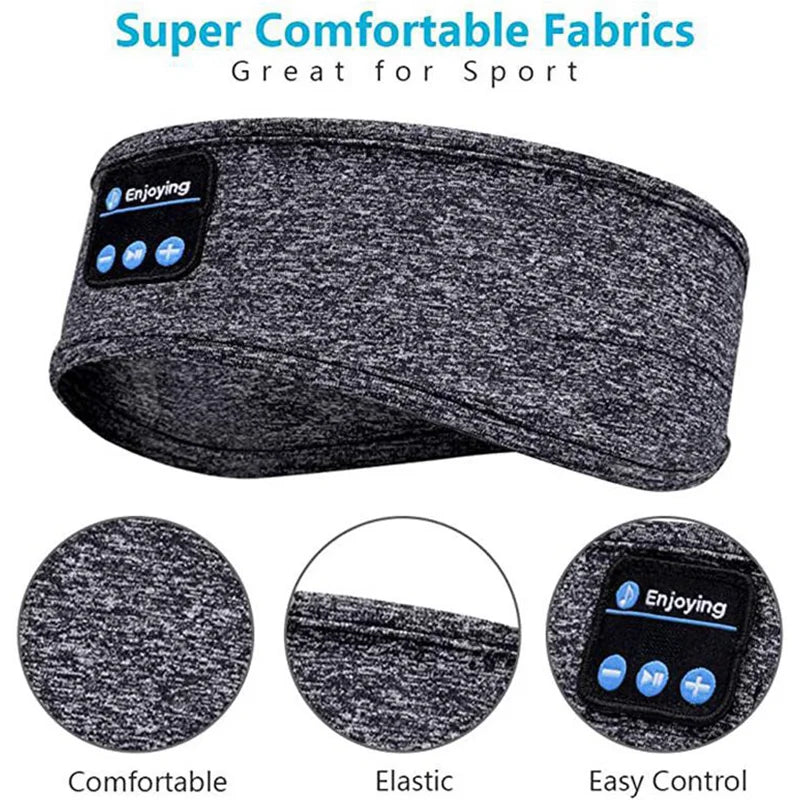 Wireless Bluetooth Sleep Headband Headphones — Soft Elastic, ANC | Black & Gray