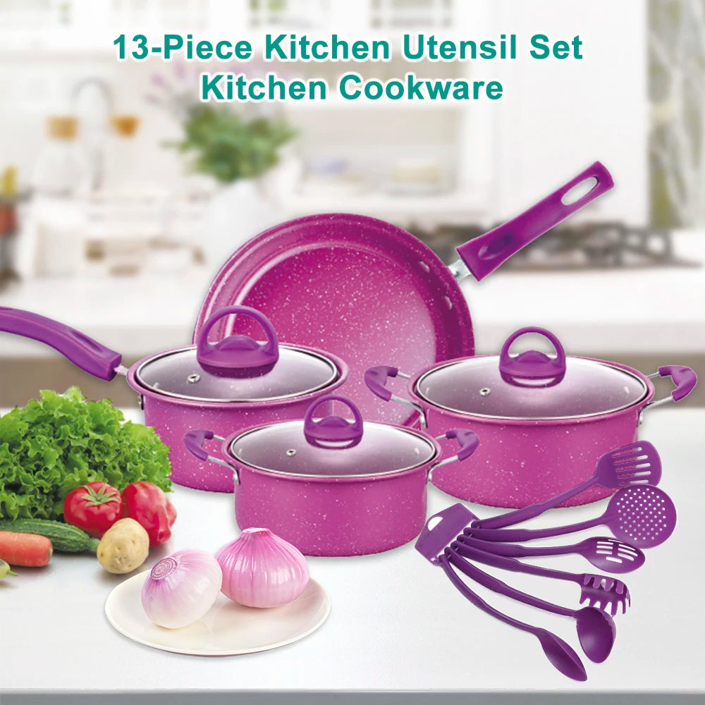13-Piece Non-Stick Cookware Set | Pots, Pans & Kitchen Utensils