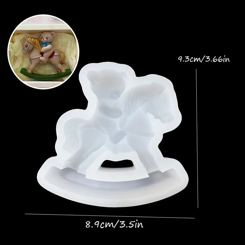 Resin Silicone Molds | Bear Rocking Horse and Epoxy Resin Molds for Creative Home Decor, Garden Ornaments, Jewelry Making