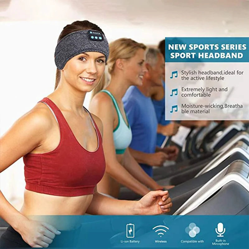 Wireless Bluetooth Sleep Headband Headphones — Soft Elastic, ANC | Black & Gray