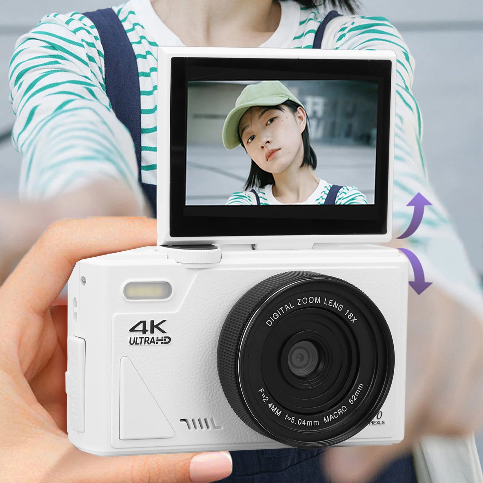 4K Retro Compact Digital Camera — 64MP, 18X Zoom & 3" Flip Screen | Travel & Vlogging