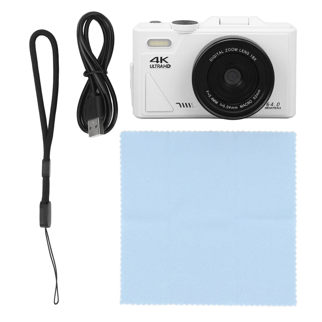4K Retro Compact Digital Camera — 64MP, 18X Zoom & 3" Flip Screen | Travel & Vlogging