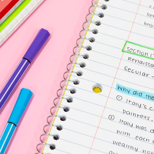 1-Subject Spiral Notebook — College Ruled, 70 Sheets / 140 Pages | Assorted Colors | 10.5" x 8"